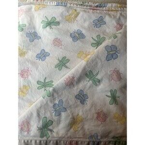 The Company Store 100% Cotton Twin Flat Sheet + Fitted Sheet Butterflies Bugs
